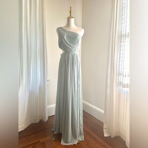 BCBG Teal Ruched One Shoulder Gown